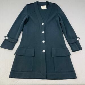 True Vintage Riviera Sweater‎ Dress Wool Black Women 60s 70s Chore Flap Luxury
